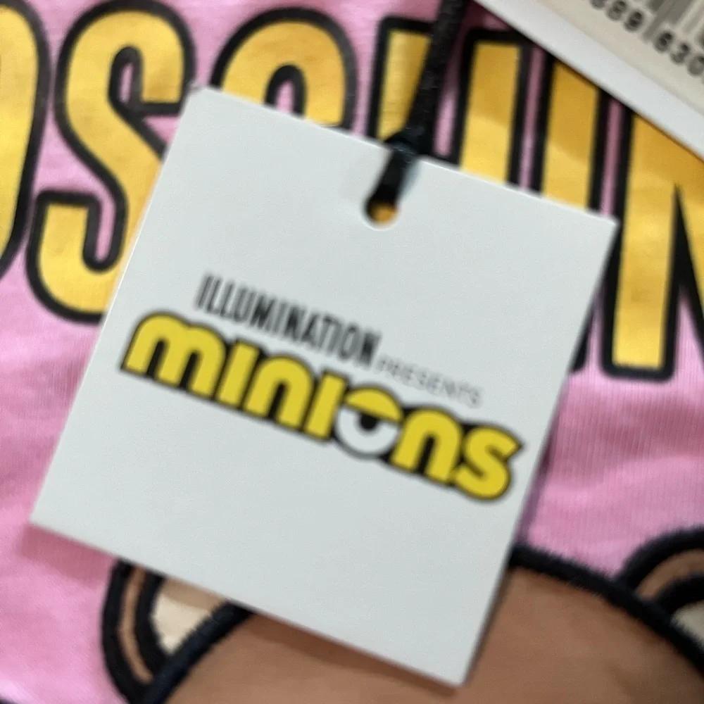Moschino Pink Kids T-Shirt with Bear and Minion Print